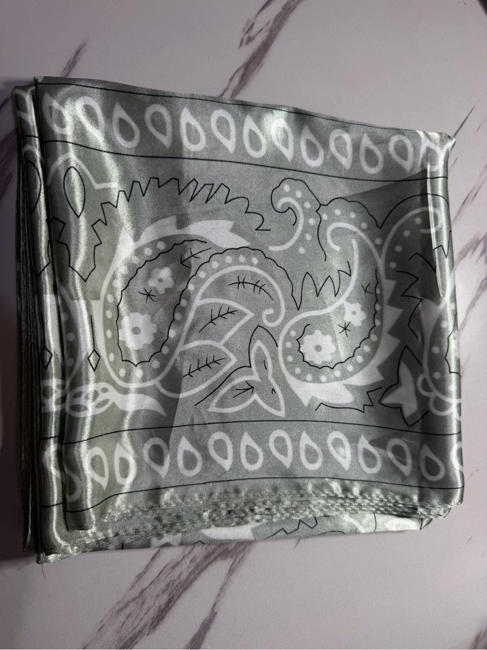 Silk Paisley Scarf in Sage Green